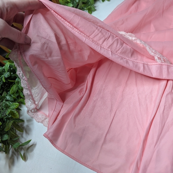 Vintage Shadowline Nightgown Nightie Pink Lace Size Large - Picture 3 of 12